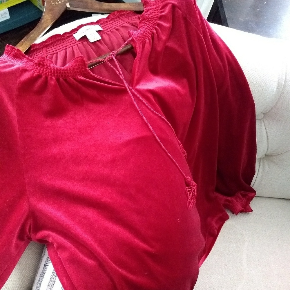Velour red Coldwater Creek top.